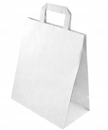 Gepa sklep torba papierowa pionowa z uchem płaskim papierowym biała