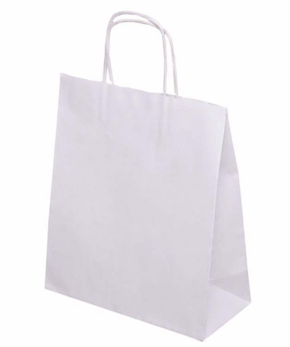 Gepa sklep torba papierowa biała pionowa z uchem papierowm skręcanym