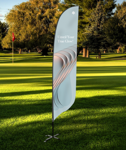 winder flipper with full colour print standing on the lawn on the golf course